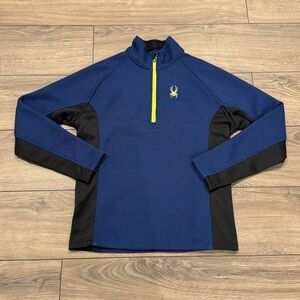 Spyder Sweater Mens Medium Blue Outbound 1/4 Zip Pullover Fleece Lined Skiing